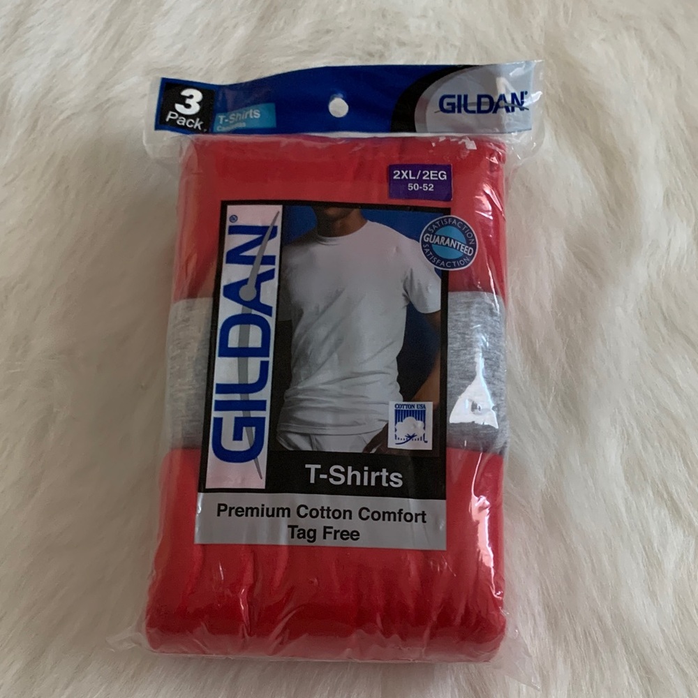 Gildan Red Gray Short Sleeve T-Shirts - 3 Pack 2XL Premium Cotton